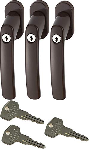 ABUS FG200 B SB abschließbarer Fenstergriff, braun im Set 3 Stück von Sicherheitstechnik-Feldmann-Shop
