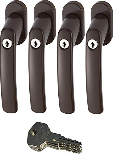 ABUS FG200 B SB abschließbarer Fenstergriff, braun im Set 4 Stück von Sicherheitstechnik-Feldmann-Shop