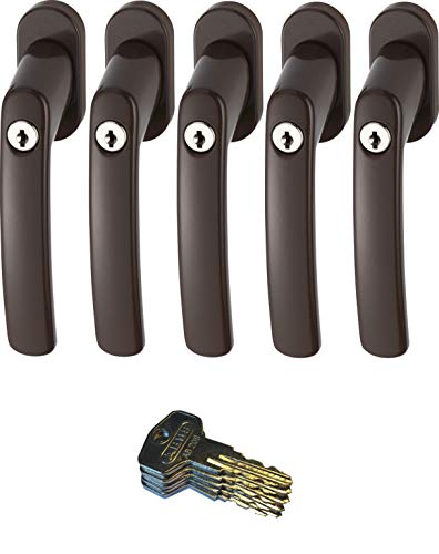 ABUS FG200 B SB abschließbarer Fenstergriff, braun im Set 5 Stück von Sicherheitstechnik-Feldmann-Shop