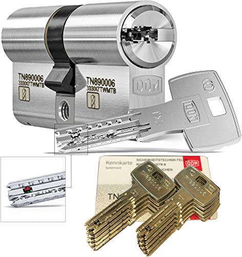 DOM iX Twido 333iX7TWMTB Modular-Doppelzylinder mit 10 Schlüssel, Länge (a/b) 30/50mm (c= 80mm), mit Sicherungskarte, mit Not- u. Gefahrenfunktion und erhöhtem Bohrschutz von Sicherheitstechnik-Feldmann-Shop