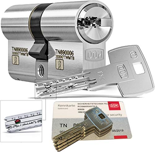 DOM iX Twido 333iX7TWMTB Modular-Doppelzylinder mit 3 Schlüssel, Länge (a/b) 35/50mm (c= 85mm), mit Sicherungskarte, mit Not- u. Gefahrenfunktion und erhöhtem Bohrschutz von Sicherheitstechnik-Feldmann-Shop