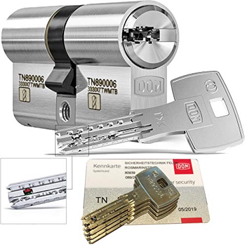DOM iX Twido 333iX7TWMTB Modular-Doppelzylinder mit 4 Schlüssel, Länge (a/b) 30/35mm (c= 65mm), mit Sicherungskarte, mit Not- u. Gefahrenfunktion und erhöhtem Bohrschutz von Sicherheitstechnik-Feldmann-Shop