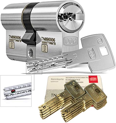DOM iX Twido 333iX7TWMTB Modular-Doppelzylinder mit 8 Schlüssel, Länge (a/b) 30/50mm (c= 80mm), mit Sicherungskarte, mit Not- u. Gefahrenfunktion und erhöhtem Bohrschutz von Sicherheitstechnik-Feldmann-Shop