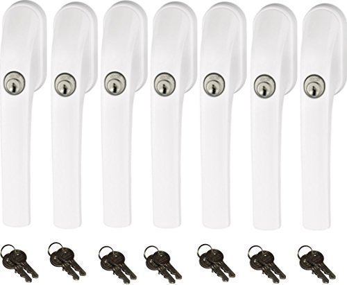 Abus FG300 abschließbarer Fenstergriff, weiß, im Set 7 Stück alle gleichschließend AL0125 mit insgesamt 14 Schlüssel von Sicherheitstechnik Feldmann