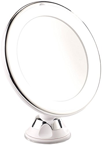 Sichler Beauty Rasierspiegel: Rasier- & Kosmetikspiegel, Ø 17,5 cm, 5-Fach, 25 LEDs, 360°-Saugnapf (Vergrößerungsspiegel, Rasierspiegel Saugnapf, Saugnapfbefestigung) von Sichler Beauty