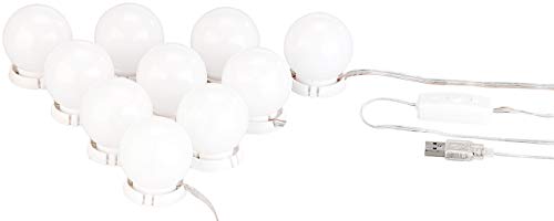 Sichler Beauty Spiegellicht: USB-Spiegelleuchte im Hollywood-Stil, mit CCT-LEDs, 10 Watt, dimmbar (Spiegelbeleuchtung, Schminklampe, Doppelklebeband) von Sichler Beauty