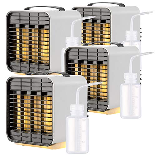 Sichler Haushaltsgeräte Cube Kühler: 4er-Set Mini-Akku-Luftkühler, 3-stufig, Nachtlicht, 5 Std. Laufzeit (Tisch-Luftkühler, Mini Luftkühler mit Akkus, LED Batterie Leuchten) von Sichler Haushaltsgeräte