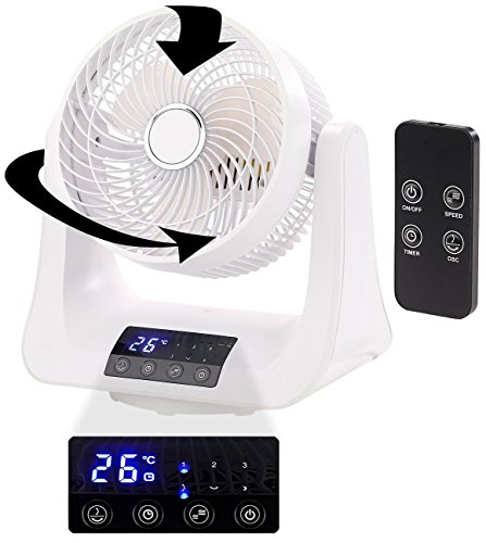 Sichler Haushaltsgeräte Raumlüfter: Digitaler 3D-Robo-Raumventilator & Luftzirkulator, 45 Watt, Ø 21 cm (Ventilator 3d, Ventilator Fernbedienung, Klimageräte und Ventilatoren) von Sichler Haushaltsgeräte