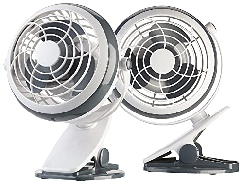 Sichler Haushaltsgeräte Klemmventilator: 2er-Set Mobile Ventilatoren mit Klemme, USB- & Batterie-Betrieb, 3 W (Ventilator Clip, Kleiner, Deckenventilator) von Sichler Haushaltsgeräte