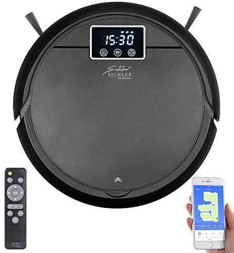 Sichler Haushaltsgeräte Saugroboter WLAN: Staubsauger-Roboter mit Wischfunktion, 2in1-Staubbehälter, WLAN & App (Saugroboter mit Wischfunktion App, Saug Wisch Roboter, Handstaubsauger) von Sichler Haushaltsgeräte