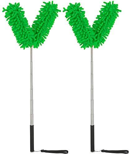 Sichler Haushaltsgeräte Staubwedel extralang: 2er-Set formbare Mikrofaser-Staubwedel, 2 Köpfe, Teleskop, bis 118 cm (Teleskop-Staubbiene, Staubmop, Heizkörper) von Sichler Haushaltsgeräte