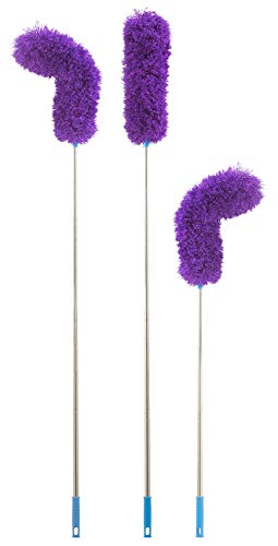 Sichler Haushaltsgeräte Staubwedel waschbar: 3er-Set Biegbare Mikrofaser-Staubwedel mit XXL-Teleskop bis 280 cm (Teleskop waschbar, Mikrofaser, Teleskopstange) von Sichler Haushaltsgeräte