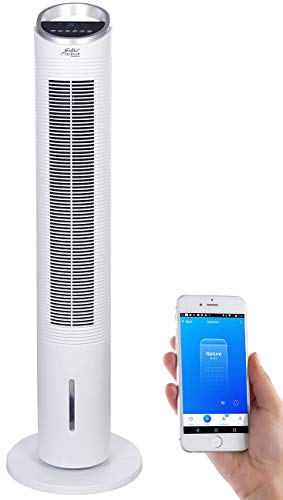 Sichler Haushaltsgeräte Turmluftkühler: 3in1-WLAN-Luftkühler mit App, für Siri, Alexa & Google Assistant, 60 W (Turm-Ventilator, Turmventilator mit Luftbefeuchter, Mobile Klimaanlage) von Sichler Haushaltsgeräte