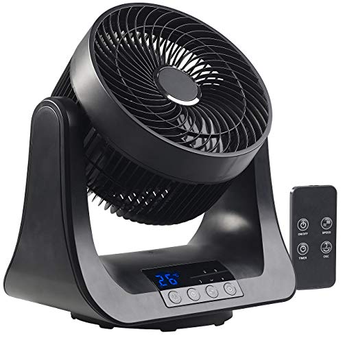 Sichler Haushaltsgeräte 3D Ventilator: Digitaler 3D-Robo-Raumventilator und Luftzirkulator, 45 Watt, Ø 21 cm (Stehventilator, Tischventilator mit Fernbedienung, Klimaanlage) von Sichler Haushaltsgeräte