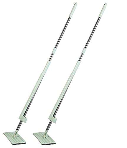 Sichler Haushaltsgeräte Wischmopp mit Abstreifer: 2er-Set Boden-Wischer mit Abstreifer, 6-tlg. Stiel, 4 Wischpads (Wischmop Set, Wischmop mit, Microfasertuch) von Sichler Beauty