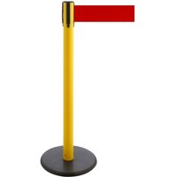 RS-GUIDESYSTEMS® Gurt-Absperrpfosten, Bodenteller aus Guss, Gurtbreite 100 mm, gelb, rot, 2,3 m von RS-GUIDESYSTEMS®