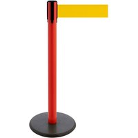 RS-GUIDESYSTEMS® Gurt-Absperrpfosten, Bodenteller aus Guss, Gurtbreite 100 mm, rot, gelb, 3,8 m von RS-GUIDESYSTEMS®
