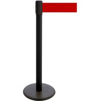 RS-GUIDESYSTEMS® Gurt-Absperrpfosten, Bodenteller aus Guss, Gurtbreite 100 mm, schwarz, rot, 3,8 m von RS-GUIDESYSTEMS®