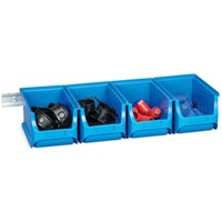 Allit Sichtlagerkasten-Set mit Halteschienen, 4 blaue Kästen Größe 5 von Allit
