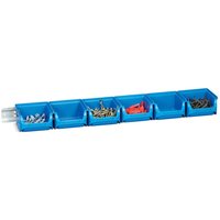Allit Sichtlagerkasten-Set mit Halteschienen, 6 blaue Kästen Größe 1 von Allit