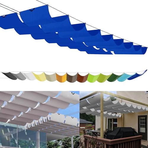 Einziehbares Welle Sonnensegel 0.5x3m, nach Maß Pergola Markise Verstellbar Schattenabdeckung 95% UV-Schutz & reißfest Inkl. Montageseilen für Terrasse Pergola Himmelblau von Sichtschutz
