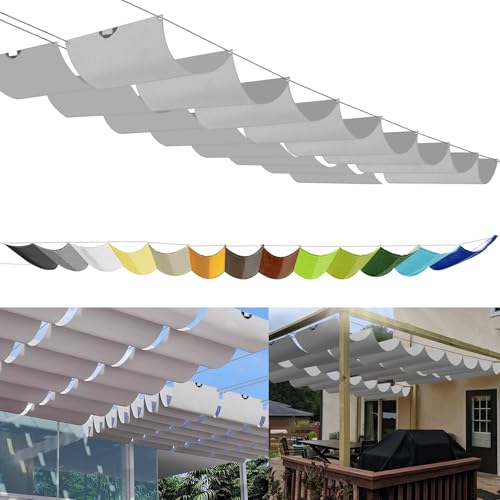 Einziehbares Welle Sonnensegel 0.6x3m, nach Maß Pergola Markise Verstellbar Schattenabdeckung 95% UV-Schutz & reißfest Inkl. Montageseilen für Terrasse Pergola Hellgrau von Sichtschutz