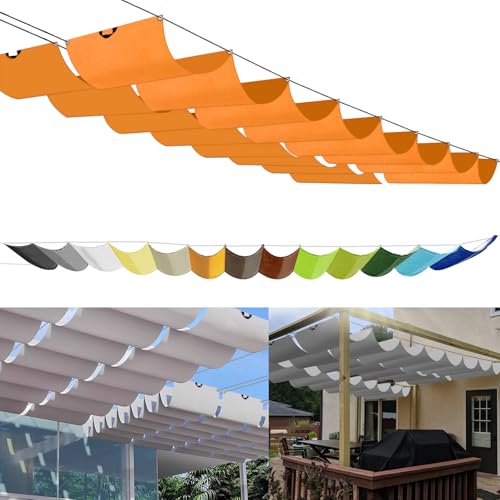 Einziehbares Welle Sonnensegel 0.6x3m, nach Maß Pergola Markise Verstellbar Schattenabdeckung 95% UV-Schutz & reißfest Inkl. Montageseilen für Terrasse Pergola Orange von Sichtschutz