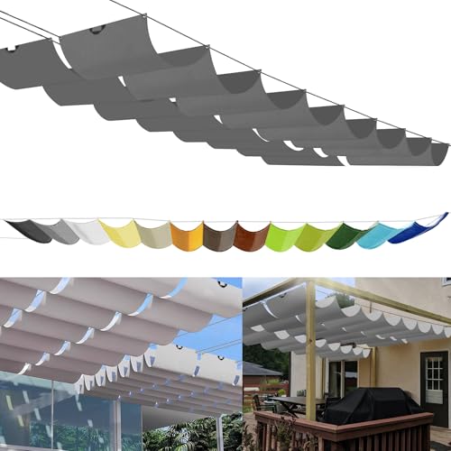 Einziehbares Welle Sonnensegel 0.8x6m, nach Maß Pergola Markise Verstellbar Schattenabdeckung 95% UV-Schutz & reißfest Inkl. Montageseilen für Terrasse Pergola Dunkelgrau von Sichtschutz
