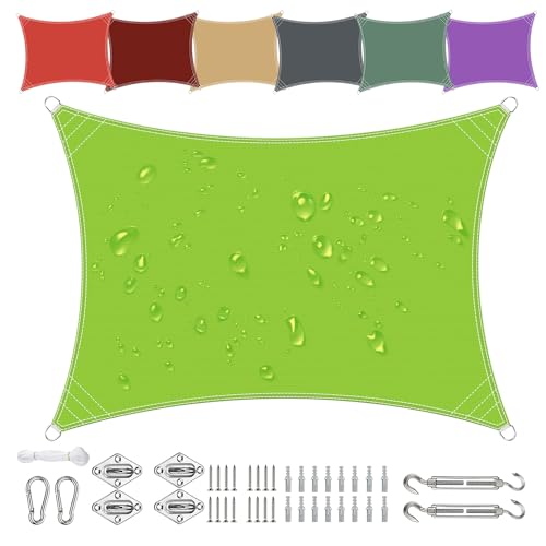 Sonnensegel Wasserdicht Rechteckig 1.5x2m aus PES-Polyester 95% UV-Schutz Witterungsbeständig Reißfest in Vielen Größen und Farben mit Befestigungsset für Terrasse Garten Balkon-Grün von Sichtschutz