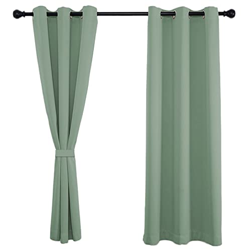 Schallschutz Vorhang 114x86cm(H x B), Ösenvorhang Blickdicht, Die Montierung und die Pflege ist sehr einfach für Schal Schlafzimmer Kinderzimmer Wohnzimmer 1Stück-Dunkelgrün von Sichtschutz