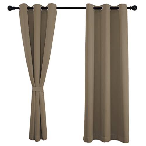 Sichtschutz Gardinen Schal 114x86cm(H x B), Ösenvorhang Blickdicht, Hochwertige Qualität für Wohnzimmer Schlafzimmer Küche 1Stück-Taupe von Sichtschutz