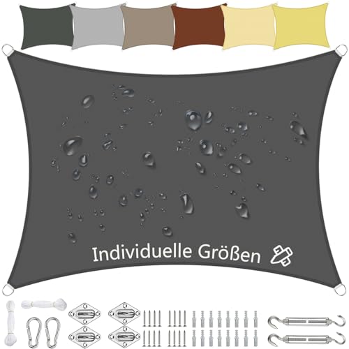 Sonnensegel Wasserdicht Rechteckig 2x2.2m aus PES-Polyester 95% UV-Schutz Witterungsbeständig Reißfest in Vielen Größen und Farben mit Befestigungsset für Terrasse Garten Balkon-Anthrazit Sonnensegel Wasserdicht Rechteckig 2x2.2m aus PES-Polyester 95% UV-Schutz Witterungsbeständig Reißfest in Vielen Größen und Farben mit Befestigungsset für Terrasse Garten Balkon-Anthrazit von Sichtschutz