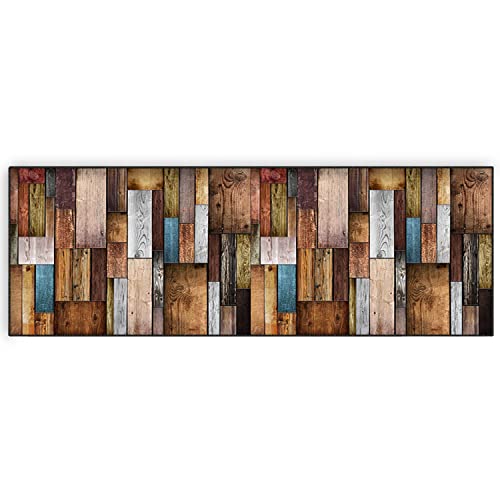 Sichtschutz Teppich Läufer Flur 110x380cm, Patchwork Muster im Vintage Look, rutschfest Waschbar Dauerhaft für Wohnzimmer Schlafzimmer Innenhof von Sichtschutz
