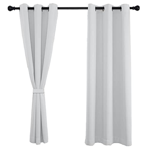 Sichtschutz Vorhänge Blickdicht Gardinen Schlafzimmer Blackout Curtain Thermovorhang für Deko Schlafzimmer Wohnzimmer & Balkontür 1 Stück,80x120cm(H x B)-Weißgrau von Sichtschutz