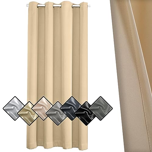 Sichtschutz Thermovorhang 114x86cm, Verdunklung Ösenvorhang, liefert erstklassige Qualität und Exquisite Verarbeitung für Schlafzimmer Kinderzimmer Wohnzimmer,Beige 1 Stück (HöhexBreite) von Sichtschutz