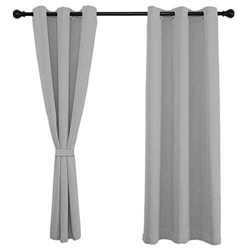 Sichtschutz Vorhänge Blickdicht Gardinen Schlafzimmer Blackout Curtain Thermovorhang für Deko Schlafzimmer Wohnzimmer & Balkontür 1 Stück,80x120cm(H x B)-Silbergrau von Sichtschutz