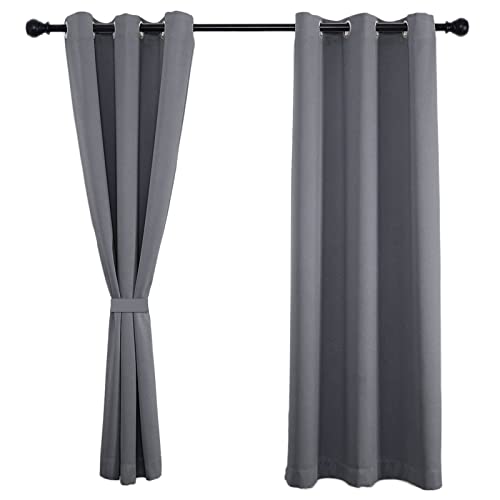 Sichtschutz Vorhänge Blickdicht Gardinen Schlafzimmer Blackout Curtain Thermovorhang für Deko Schlafzimmer Wohnzimmer & Balkontür 1 Stück,80x120cm(H x B)-Hellgrau von Sichtschutz