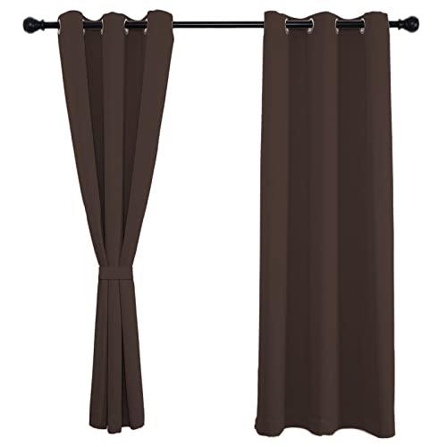 Sichtschutz Vorhänge Blickdicht Gardinen Schlafzimmer Blackout Curtain Thermovorhang für Deko Schlafzimmer Wohnzimmer & Balkontür 1 Stück,80x120cm(H x B)-Braun von Sichtschutz