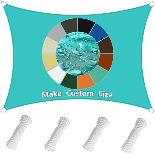Sonnensegel 4x4M Wasserdicht Quadratisch UPF 50+ UV-Schutz, Reiß- & Wetterfest aus PES Polyester Mit Befestigungsseilen Mehrere Größen für Terrasse, Garten, Balkon-Seeblau von Sichtschutz