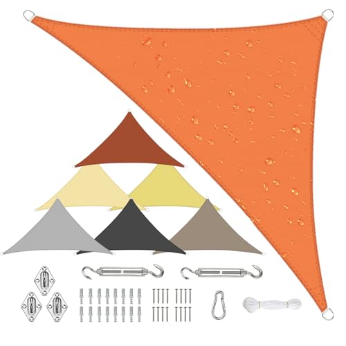 Sonnensegel Wasserdicht Dreieckigig 3x3x4.25m aus PES-Polyester 95% UV-Schutz Witterungsbeständig Reißfest Viele Größen und Farben mit Befestigungsset für Terrasse Garten, Orange Sonnensegel Wasserdicht Dreieckigig 3x3x4.25m aus PES-Polyester 95% UV-Schutz Witterungsbeständig Reißfest Viele Größen und Farben mit Befestigungsset für Terrasse Garten, Orange von Sichtschutz
