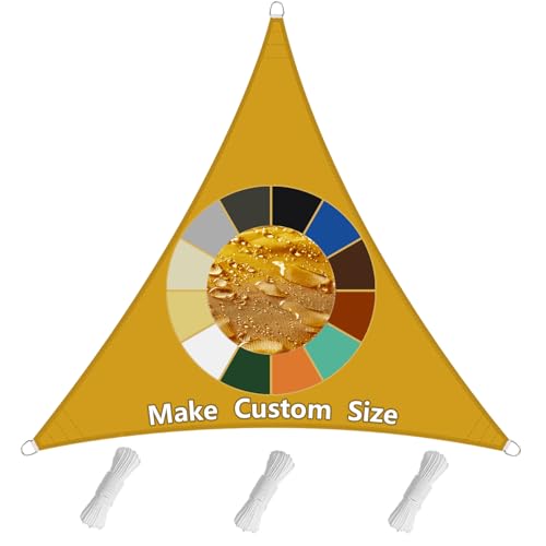 Sonnensegel Dreieckig(20 Farben und 99 Größen) Sonnensegel Wasserdicht Sonnenschutz,PES Polyester 98% UV-Schutz Überdachung Plane für Garten Outdoor- 1.6X1.6X1.6m Mangogelb von Sichtschutz