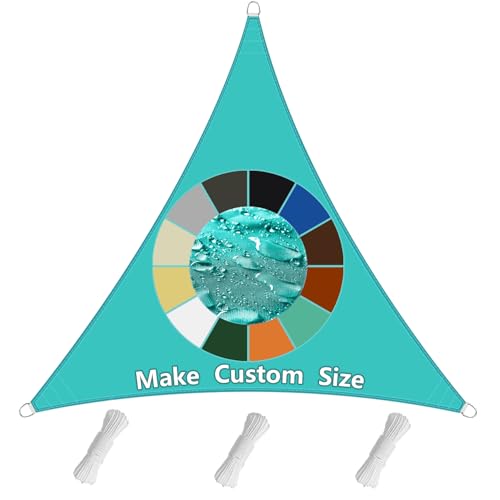 Sonnensegel Dreieckig(20 Farben und 99 Größen) Sonnensegel Wasserdicht Sonnenschutz,PES Polyester 98% UV-Schutz Überdachung Plane für Garten Outdoor- 1.6X1.6X1.6m Seeblau von Sichtschutz