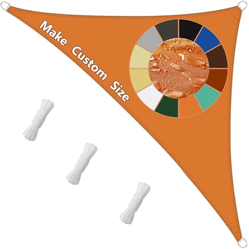 Sonnensegel Dreieckig 2.5x2.5x3.5M Wasserdicht UPF 50+ UV-Schutz, Reiß- & Wetterfest aus PES Polyester Mit Befestigungsseilen Mehrere Größen für Terrasse, Garten, Balkon-Orange von Sichtschutz