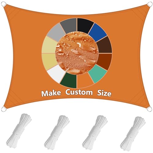 Sonnensegel Rechteck (20 Farben und 99 Größen) Sonnensegel Wasserdicht Sonnenschutz,PES Polyester 98% UV-Schutz Überdachung Plane für Garten Outdoor- 1X2m Orange von Sichtschutz