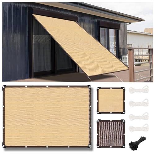 Sonnensegel Rechteckig Nach Maß, Balkon Sichtschutz im Viele Größe und Farben inkl Befestigungsseile, 95% UV-Schutz, HDPE, Sonnenschutz Wetterfest-Beige-1.7x2M für den Gartenzaun oder Balkon von Sichtschutz