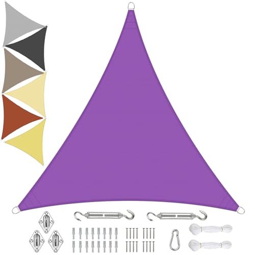 Sonnensegel Wasserdicht Dreieckigig 3.6x3.6x3.6m aus PES-Polyester 95% UV-Schutz Witterungsbeständig Reißfest Viele Größen und Farben mit Befestigungsset für Terrasse Garten, Lila Sonnensegel Wasserdicht Dreieckigig 3.6x3.6x3.6m aus PES-Polyester 95% UV-Schutz Witterungsbeständig Reißfest Viele Größen und Farben mit Befestigungsset für Terrasse Garten, Lila von Sichtschutz