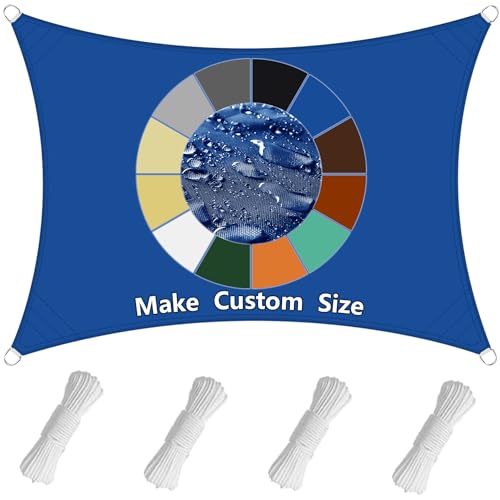 Sonnensegel Wasserdicht Rechteck,98% UV-Schutz, Reißfest & Wetterfest, PES Polyester, Viele Längen und Breiten Zur Auswahl inkl Befestigungsseile für Terrasse und Garten-2x3.5M Juwelenblau von Sichtschutz