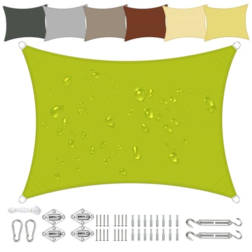 Sonnensegel Wasserdicht Rechteckig 2.5x3m aus PES-Polyester 95% UV-Schutz Witterungsbeständig Reißfest in Vielen Größen und Farben mit Befestigungsset für Terrasse Garten Balkon-Grün von Sichtschutz