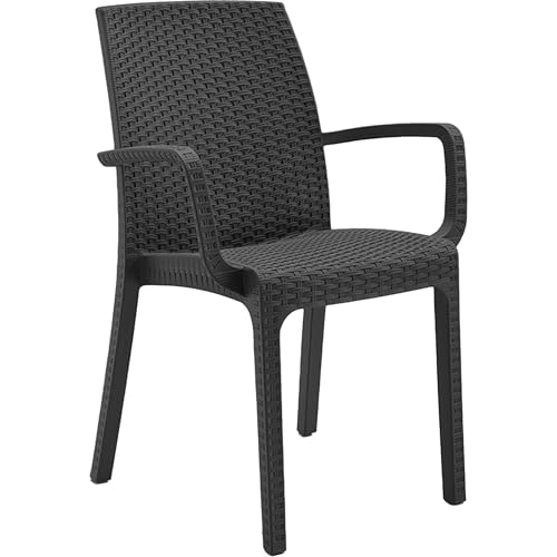 Sicignano – Sessel mit Armlehnen – Stuhl mit Armlehnen – Sessel Indiana – Anthrazit – stapelbar – Gartenmöbel Stuhl aus Kunststoff – Sitzgelegenheit Garten innen außen – 59 x 57 x 86 cm – 1 Stück Sicignano – Sessel mit Armlehnen – Stuhl mit Armlehnen – Sessel Indiana – Anthrazit – stapelbar – Gartenmöbel Stuhl aus Kunststoff – Sitzgelegenheit Garten innen außen – 59 x 57 x 86 cm – 1 Stück von Sicignano Casalinghi Ingrosso Casalinghi Arredo Giardino Hotellerie