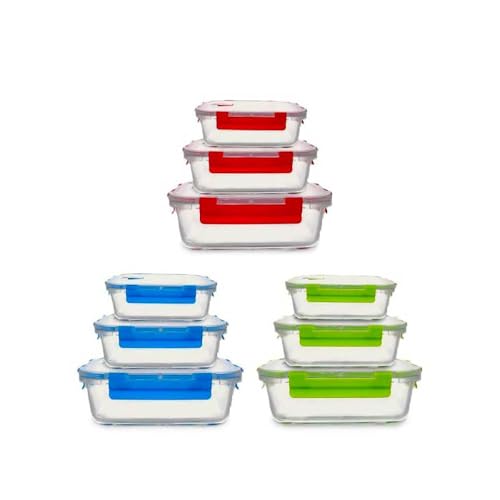 Sicignano Kühlschrank Glas Set 3 Stk. C/Deckel und Ventil rechteckig von Sicignano